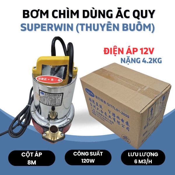 BƠM CHÌM XÀI BÌNH ACQUY HIỆU THUYỀN BUỒM DC12V 120W