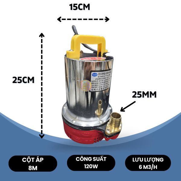 BƠM CHÌM XÀI BÌNH ACQUY HIỆU THUYỀN BUỒM DC12V 120W - Hình ảnh 2