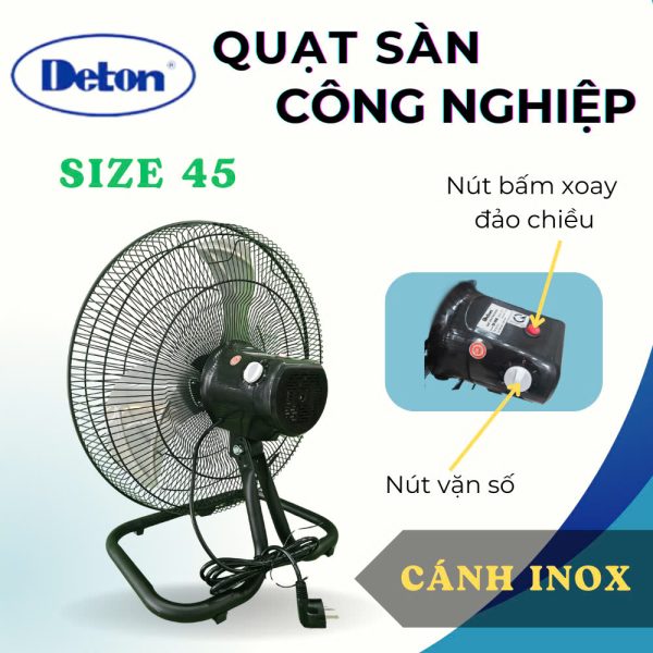 Quạt sàn Công nghiệp Deton Sải cánh 45CM – 75W - Hình ảnh 2