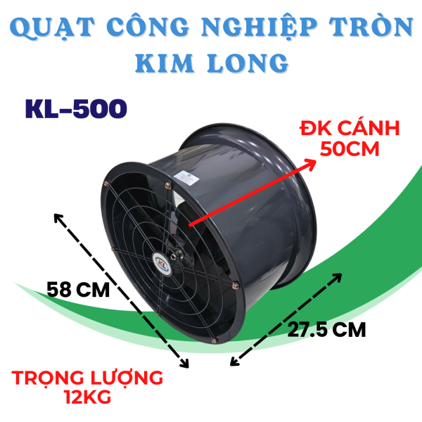 Quạt thông gió tròn Kim Long 50CM 200W - Hình ảnh 2