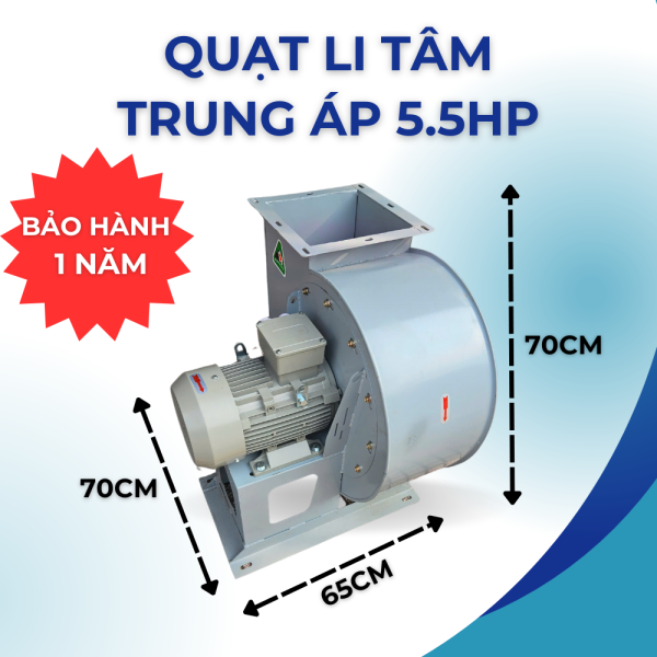 QUẠT LI TÂM TRUNG ÁP 5.5HP 380V 1450V/P - Hình ảnh 3