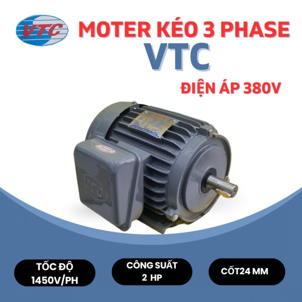 Moter VTC 3 pha tua 1450V công suất 2HP