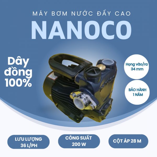 Máy bơm nước đẩy cao Nanoco công suất 200W - Hình ảnh 2