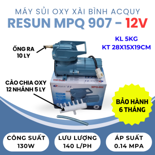 Máy Sủi khí bể cá RESUN xài bình ắc quy 12v công suất 130W