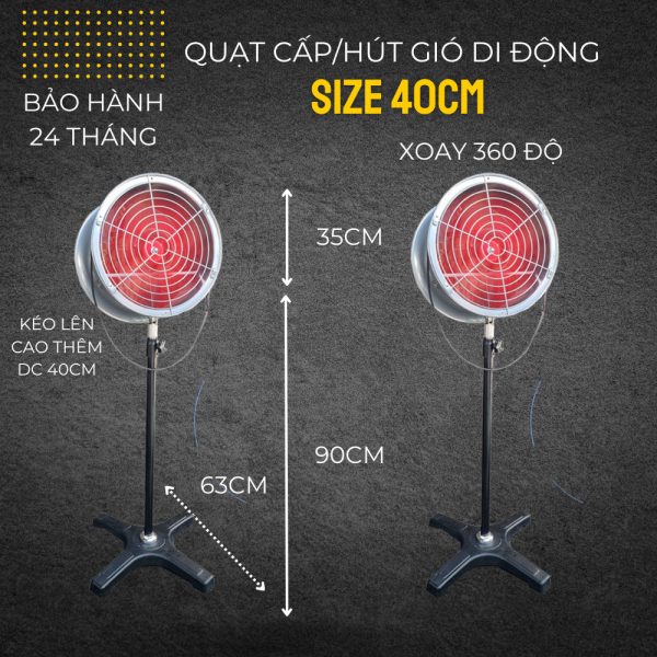 Quạt Hút Khói Dành Cho Bếp Nướng Ngoài Trời Cánh 40CM  dạng Đứng - Hình ảnh 3